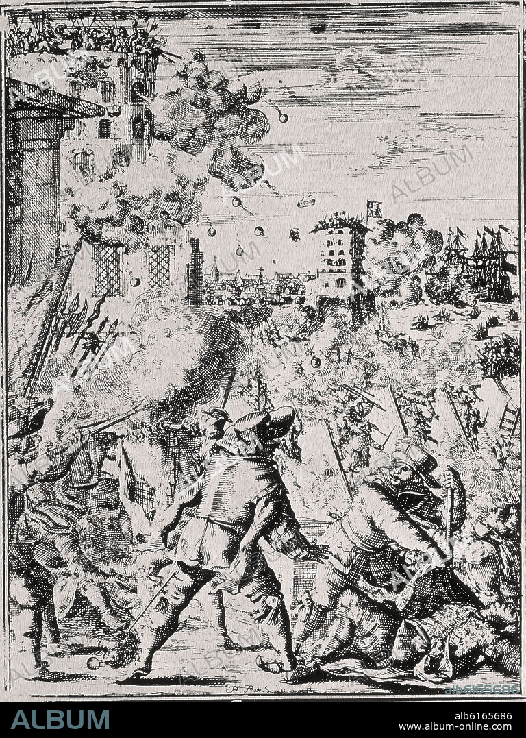 ALEXANDER OLIVIER EXQUEMELIN (1645-1707). 'Morgan Attacking the Forts at Chagre, Panama' from the book 'The Buccaneers of America', published in 1678.