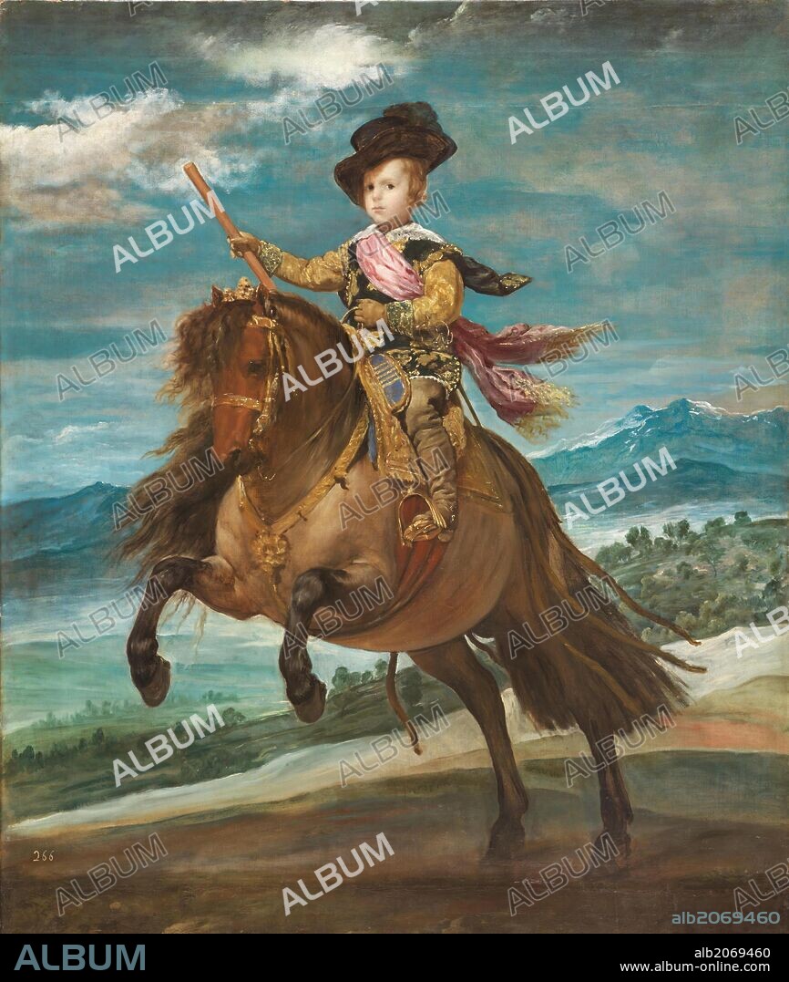 DIEGO VELÁZQUEZ. Diego Rodríguez de Silva y Velázquez / 'Prince Baltasar Carlos on Horseback', 1634-1635, Spanish School, Oil on canvas, 211,5 cm x 177 cm, P01180.