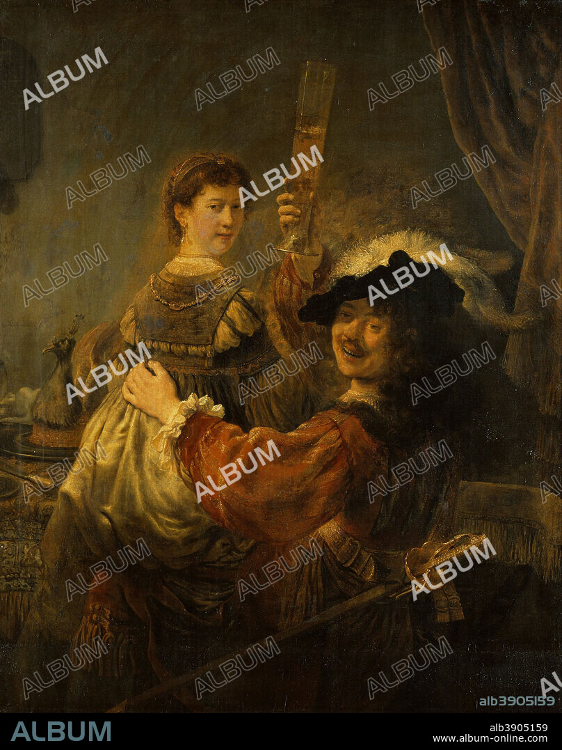 Rembrandt and Saskia in the parable of the Prodigal Son. Date/Period: Ca. 1635. Painting. Oil on canvas. Height: 1,610 mm (63.38 in); Width: 1,310 mm (51.57 in).