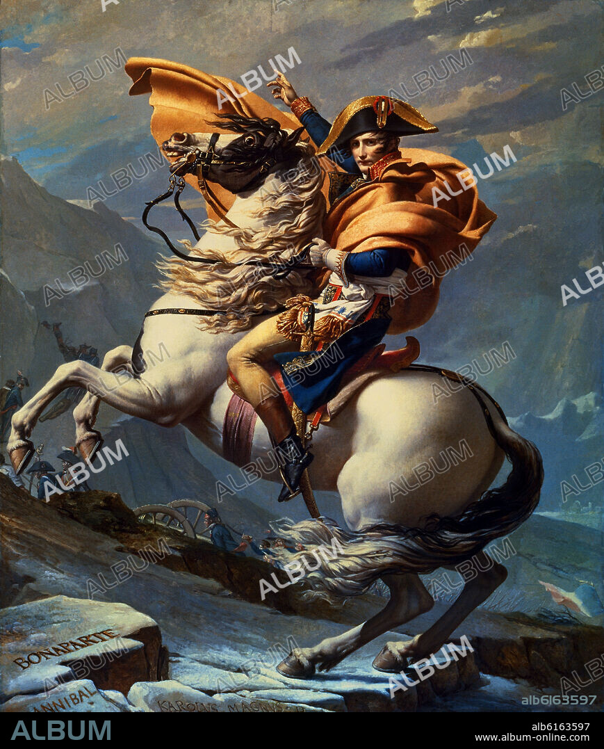 JACQUES-LOUIS DAVID (1748-1825). NAPOLEON BONAPARTE EN EL PASO DE SAN BERNARDO O NAPOLEON CRUZANDO LOS ALPES - 1801- NEOCLASICISMO FRANCES.