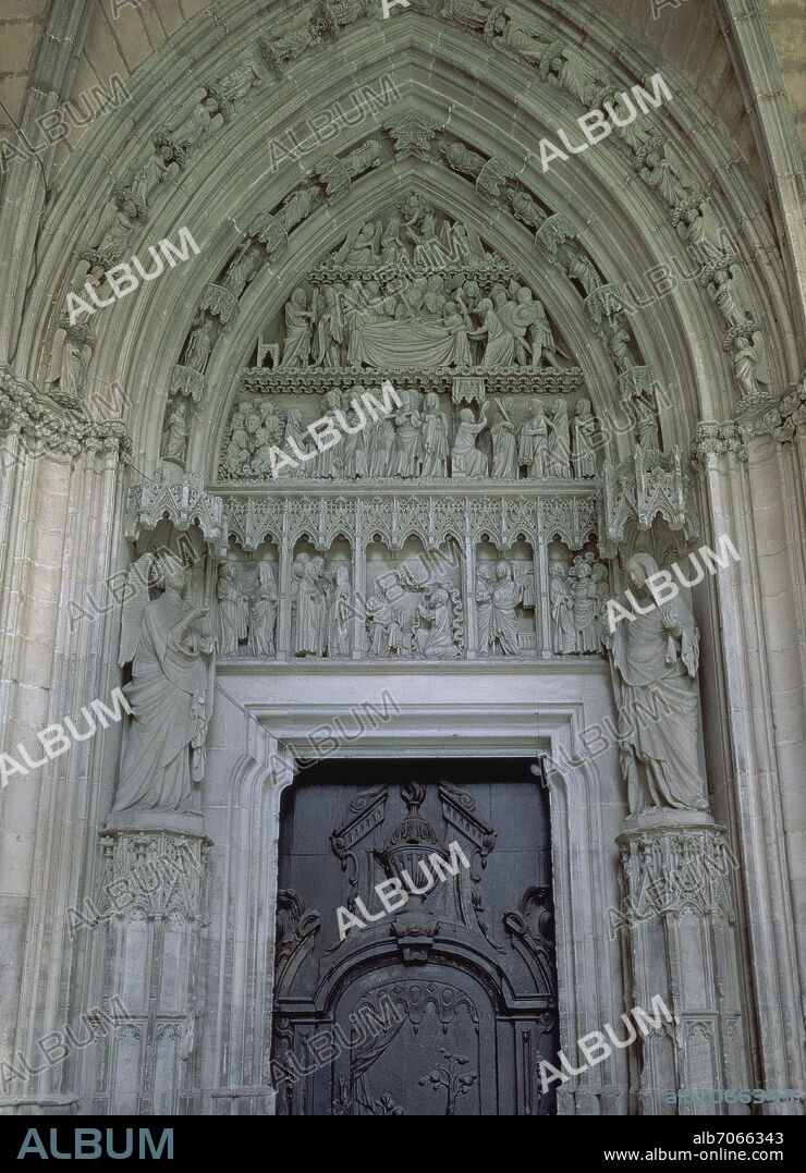PUERTA PRECIOSA - PORTADA GOTICA DEL CLAUSTRO DE LA CATEDRAL DE PAMPLONA - SIGLO XIV.