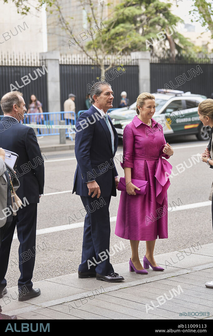 Pedro Lopez-Quesada, Princess Cristina of Borbon-Dos Sicilias arrives at the wedding of Jose Luis Martinez Almeida, major of Madrid, and Teresa Urquijo at Sagrado Corazon and San Francisco de Borja Church on April 6, 2024 in Madrid, Spain.