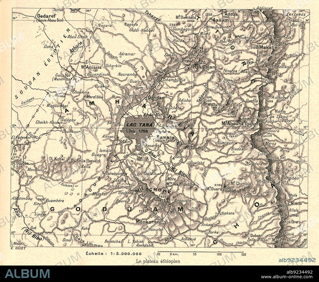 ''Le plateau ethiopien; Le Nord-Est Africain', 1914. From "Grande Geographie Bong Illustree", 1914.