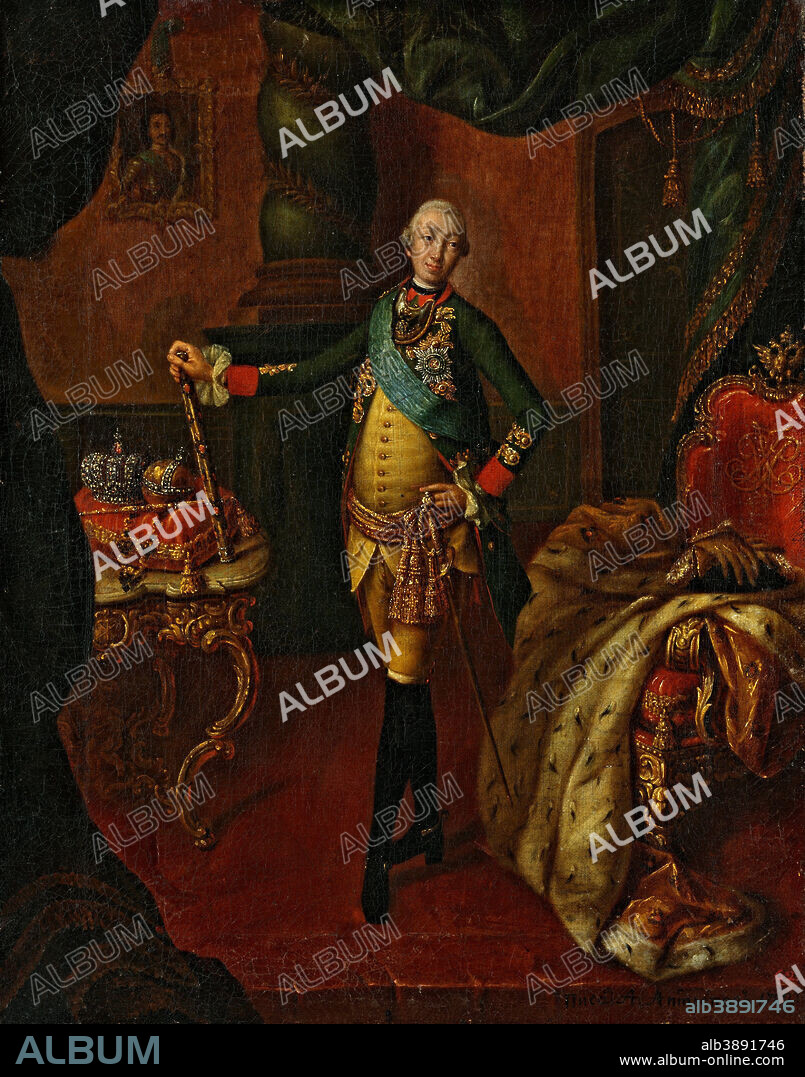 ALEKSEY ANTROPOV. Portrait of Peter III. Date/Period: 1762. Painting. Oil on canvas. Height: 44 cm (17.3 in); Width: 34.4 cm (13.5 in).
