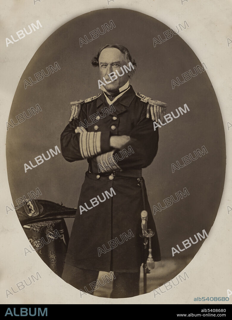 David Glasgow Farragut (July 5, 1801 - August 14, 1870) was a flag officer of the United States Navy during the American Civil War. He was the first rear admiral, vice admiral, and admiral in the USN. He is remembered for his order at the Battle of Mobile Bay usually paraphrased as "Damn the torpedoes, full speed ahead". Farragut's naval career began as a midshipman when he was nine years old, and continued for 60 years until his death at the age of 69. He remained on active duty for life, an honor accorded to only seven other USN officers after the Civil War. Edward Jacobs, 1862 (cropped and cleaned).
