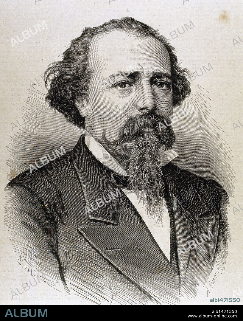 LOPEZ DE AYALA, Adelardo (1828-1879). Poeta, dramaturgo y político español. Redactor del Manifiesto de Cadiz (1868). Grabado de 1879.