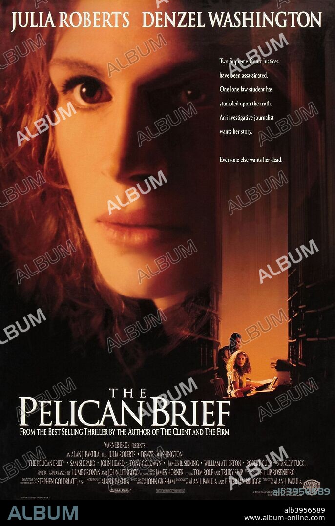 Poster de EL INFORME PELÍCANO, 1993 (THE PELICAN BRIEF), dirigida por ALAN J. PAKULA. Copyright WARNER BROTHERS.