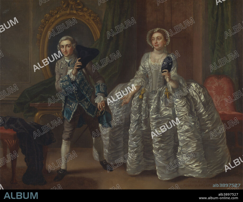 FRANCIS HAYMAN. David Garrick and Mrs. Pritchard in Benjamin Hoadley's "The Suspicious Husband". Date/Period: 1747. Painting. Oil on canvas laid to board. Height: 714 mm (28.11 in); Width: 918 mm (36.14 in).