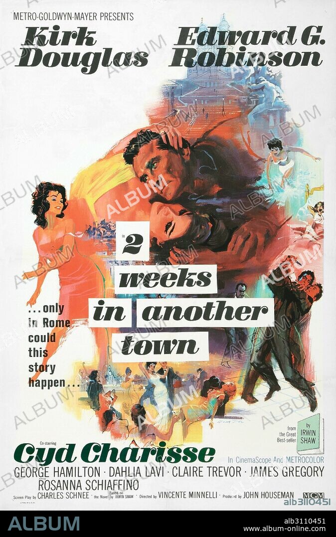 Poster de DOS SEMANAS EN OTRA CIUDAD, 1962 (TWO WEEKS IN ANOTHER TOWN), dirigida por VINCENTE MINNELLI. Copyright M.G.M.