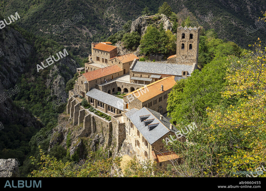 abbey of San Martín de Canigó, Conflent region, Pyrénées-Orientales, Languedoc-Roussillon region, French Republic, Europe.