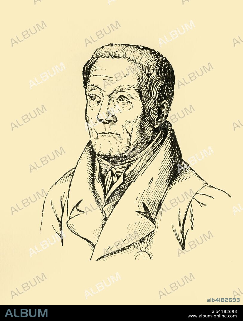 'Joachim Nettelbeck', (1933). Portrait of Polish lawyer Joachim Nettelbeck (1738-1824). Nettelbeck represented the local populace in the Siege of Kolberg, Prussia, in 1807, during the War of the Fourth Coalition, part of the Napoleonic Wars. From "Gestalten Der Weltgeschichte", a book of cigarette-card portrait miniatures of figures in world history from the last four hundred years. [Germany, 1933].