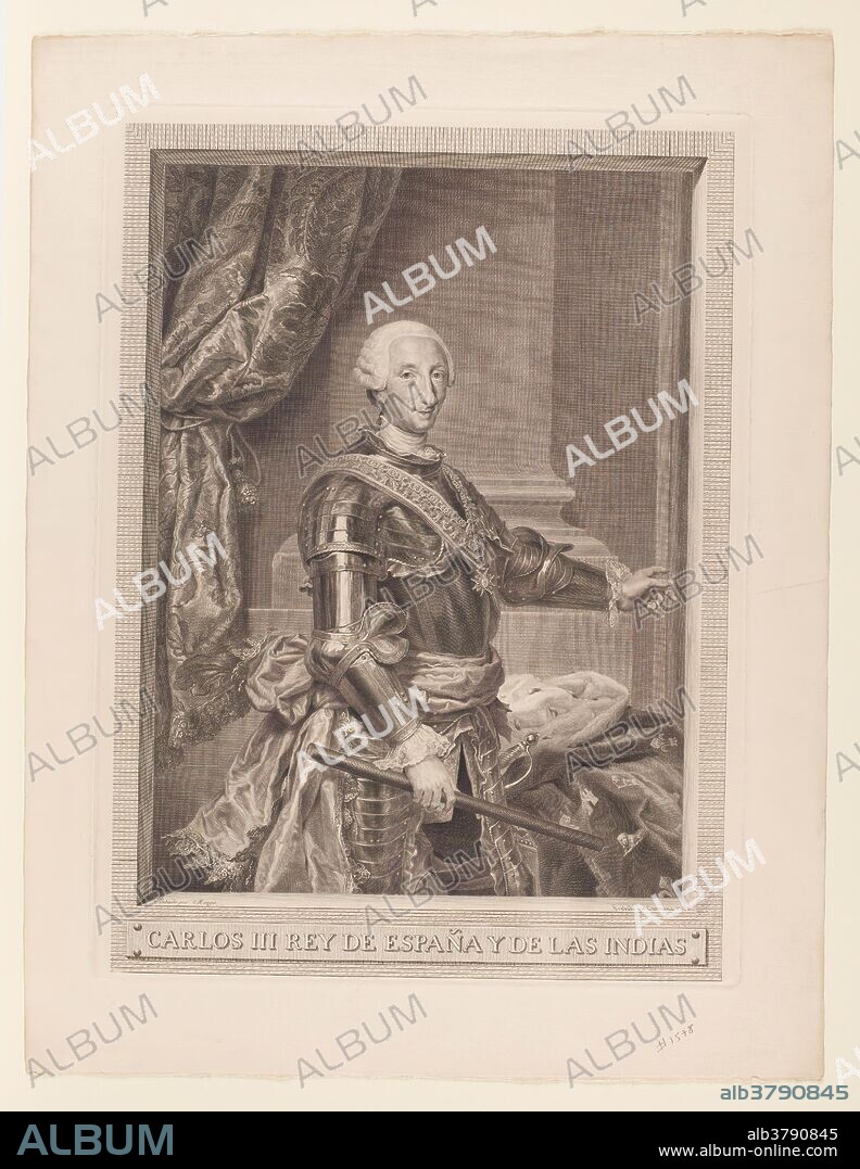 Manuel Salvador Carmona (Grabador) (Autor de la obra original Mengs, Anton Rafael) / 'Carlos III'. 1783. Talla dulce: aguafuerte y buril sobre papel continuo, 656 x 500 mm.