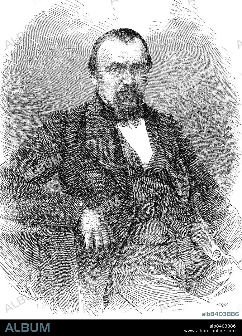 Jakob Dubs (26 July 1822 - 13 January 1879) was a Swiss politician, journalist, public prosecutor and judge, Historical, digitally restored reproduction of a 19th century original, exact original date unknown