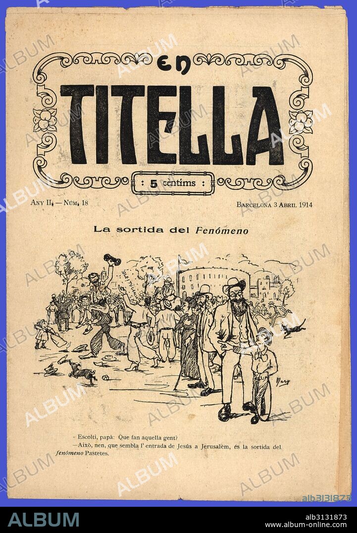 Portada de la revista de humor En Titella. Barcelona, abril de 1914. Crítica satírica del mundo del toreo.