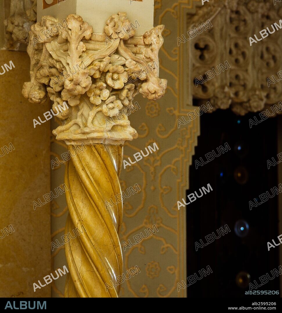 Josep Puig i Cadafalch / Columna con fuste sogueado en el interior de la Casa Garí, 1898-1899, Argentona, Barcelona, Cataluña, España.