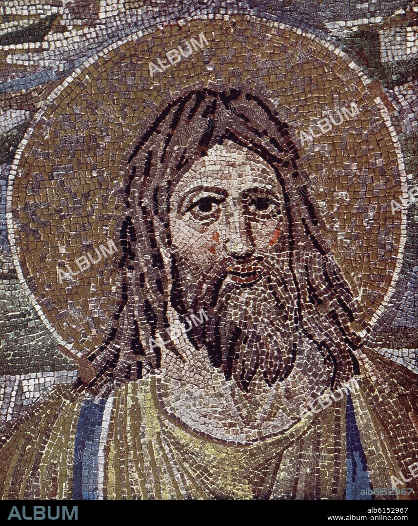 DETALLE DE LA CABEZA DE CRISTO DEL MOSAICO DEL ABSIDE DE LA BASILICA DE SANTA PUDENCIANA - 410.