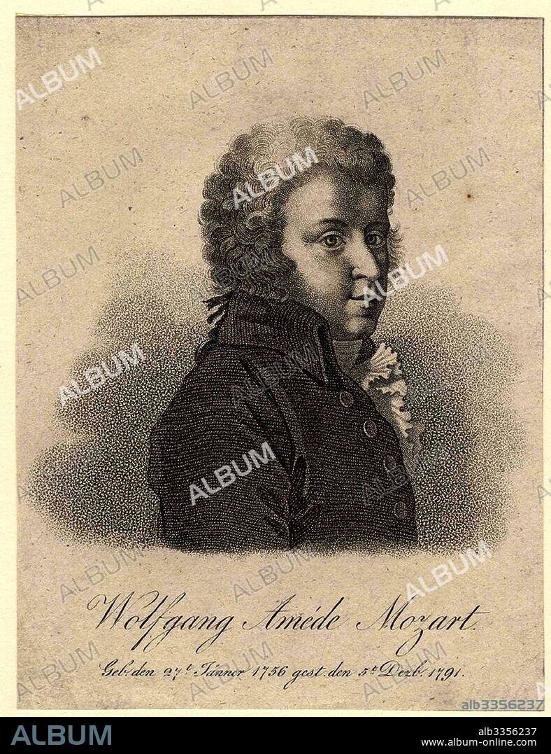 PIERRE ALEXANDRE TARDIEU. Portrait of the composer Wolfgang Amadeus Mozart (1756-1791).