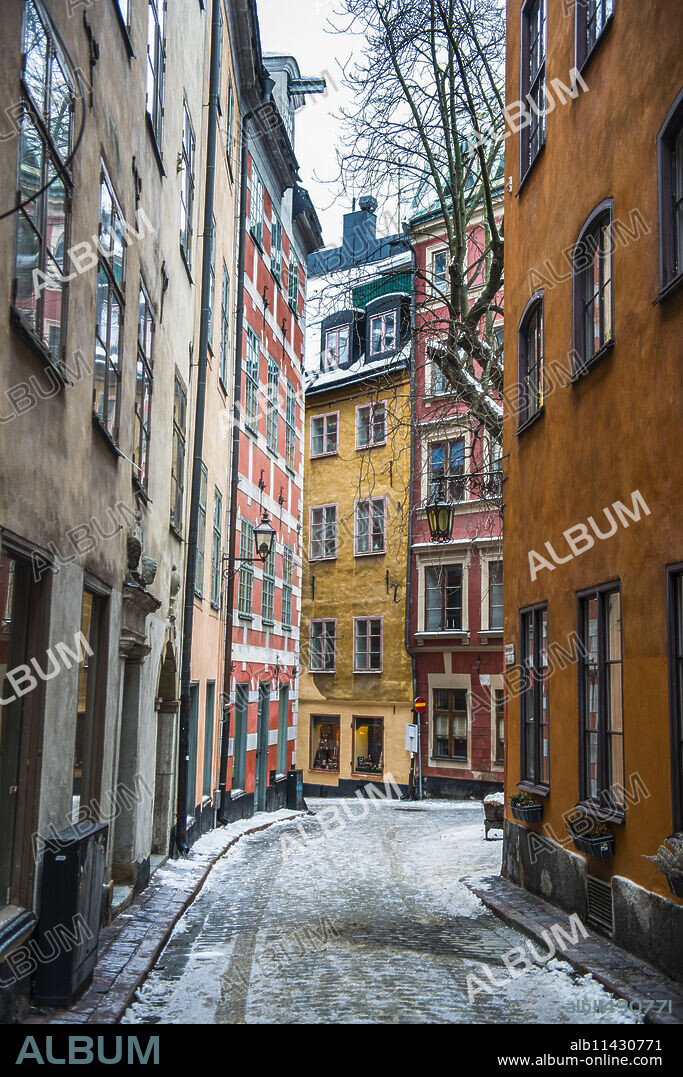 Little alleys in the old quarter of Gamla Stan in Stockholm, Sweden.
