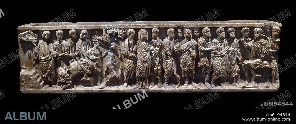 SARCOFAGO DE BERJA (ALMERIA)HACIA 340 DC-PALEOCRISTIANO CON ESCENAS RELIGIOSAS.